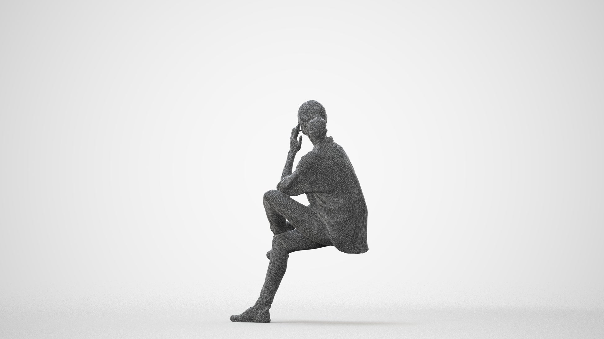 scanned 3D woman casual sitting, photogrammetry people for Enscape and V-Ray, square thumbnail