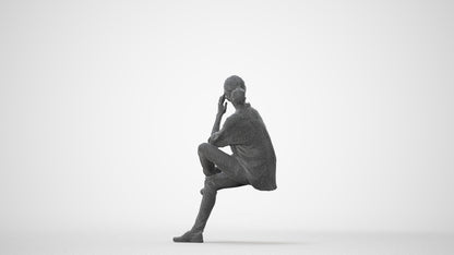 scanned 3D woman casual sitting, photogrammetry people for Enscape and V-Ray, square thumbnail