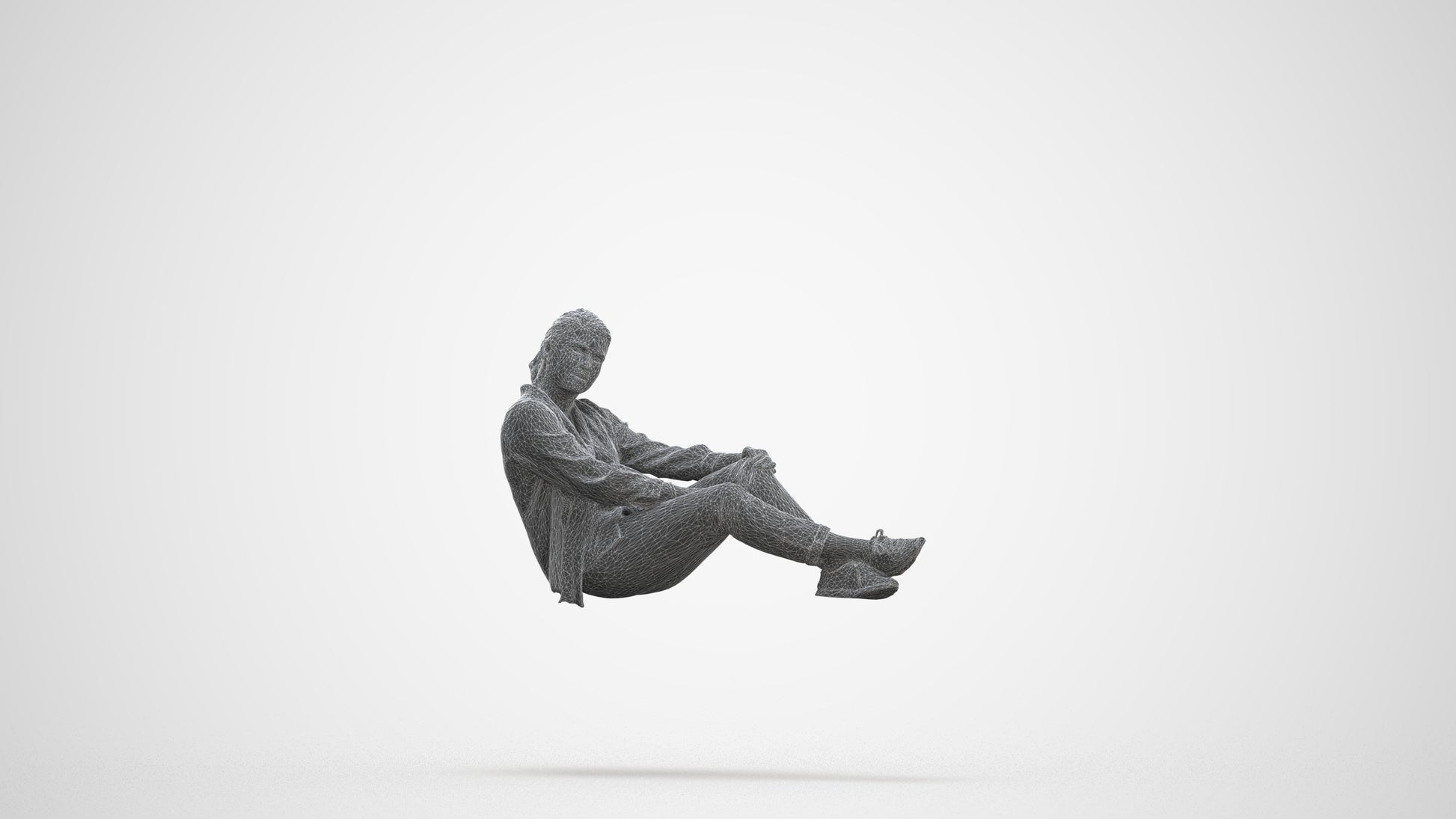realistic 3D woman casual sitting, scanned archviz people for Blender and 3ds Max, three-quarter front view render