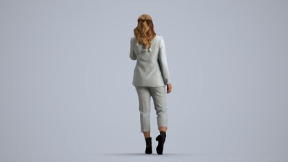 3D scanned woman business, photorealistic archviz people for Enscape and SketchUp, front view render