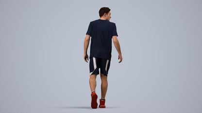 photogrammetry 3D man sport, realistic human model archviz FBX, side view render