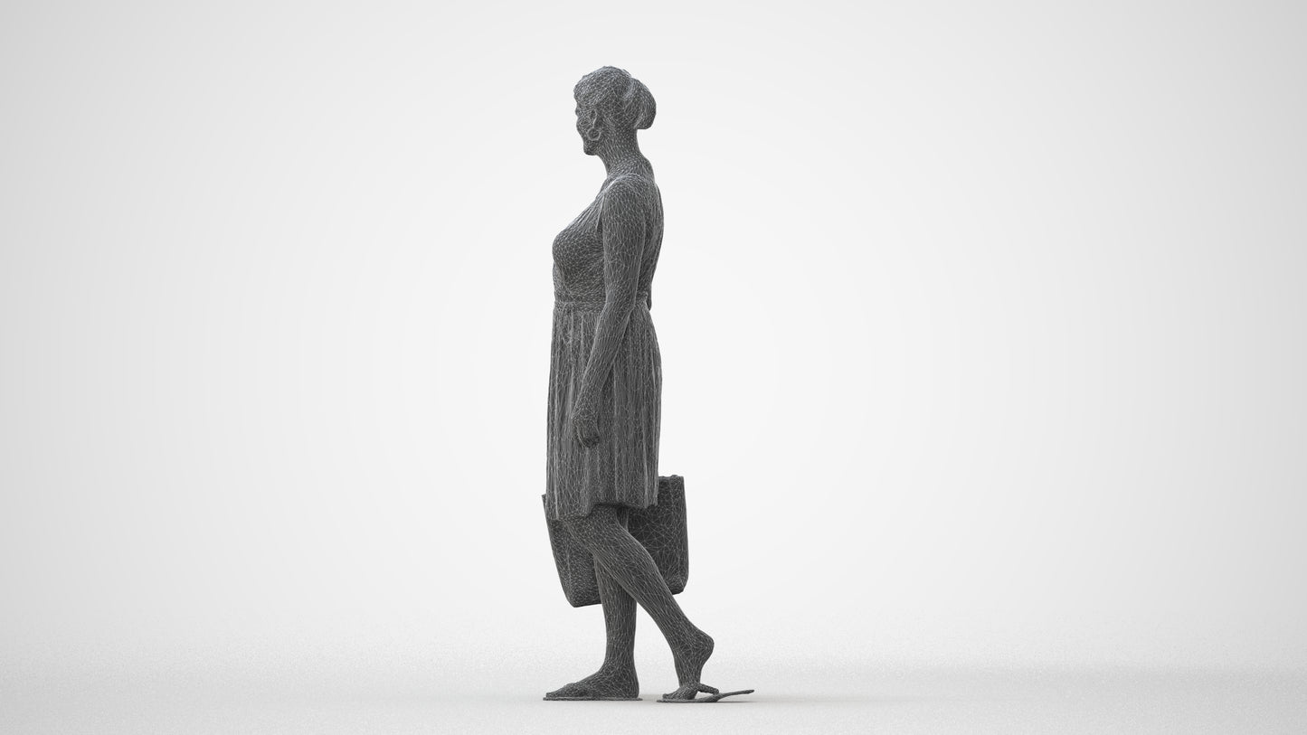 3D scanned woman shopping casual, photorealistic archviz people for Enscape and SketchUp, square thumbnail