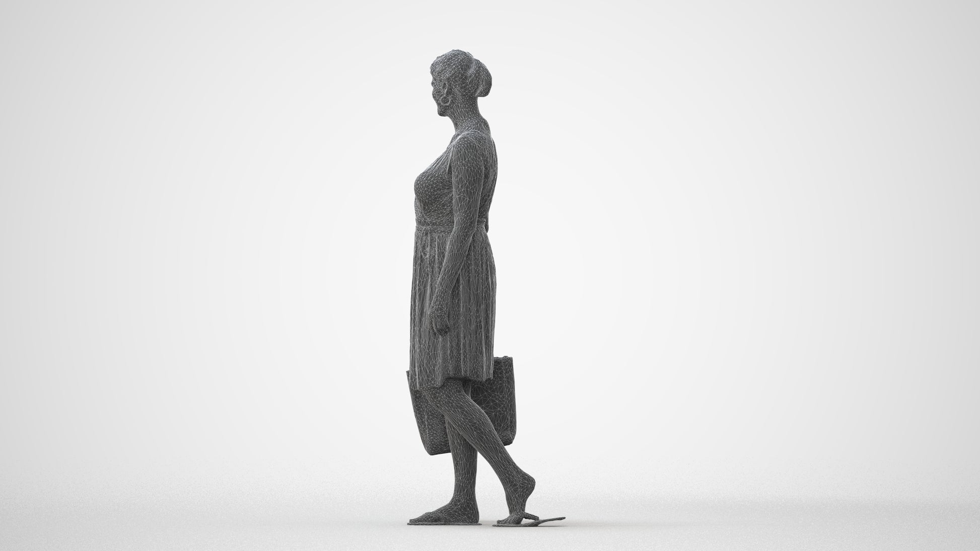 3D scanned woman shopping casual, photorealistic archviz people for Enscape and SketchUp, square thumbnail