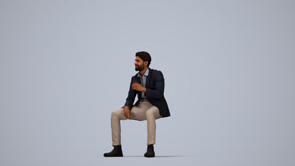 photogrammetry 3D man business, realistic human model archviz FBX, top-down view render