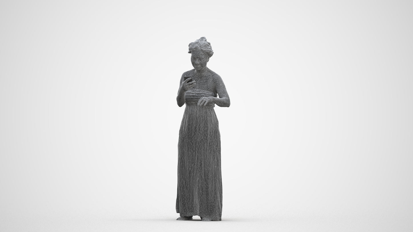 realistic 3D human woman casual standing, archviz people FBX OBJ for Blender, three-quarter front view render