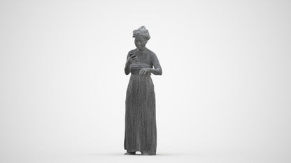 realistic 3D human woman casual standing, archviz people FBX OBJ for Blender, three-quarter front view render
