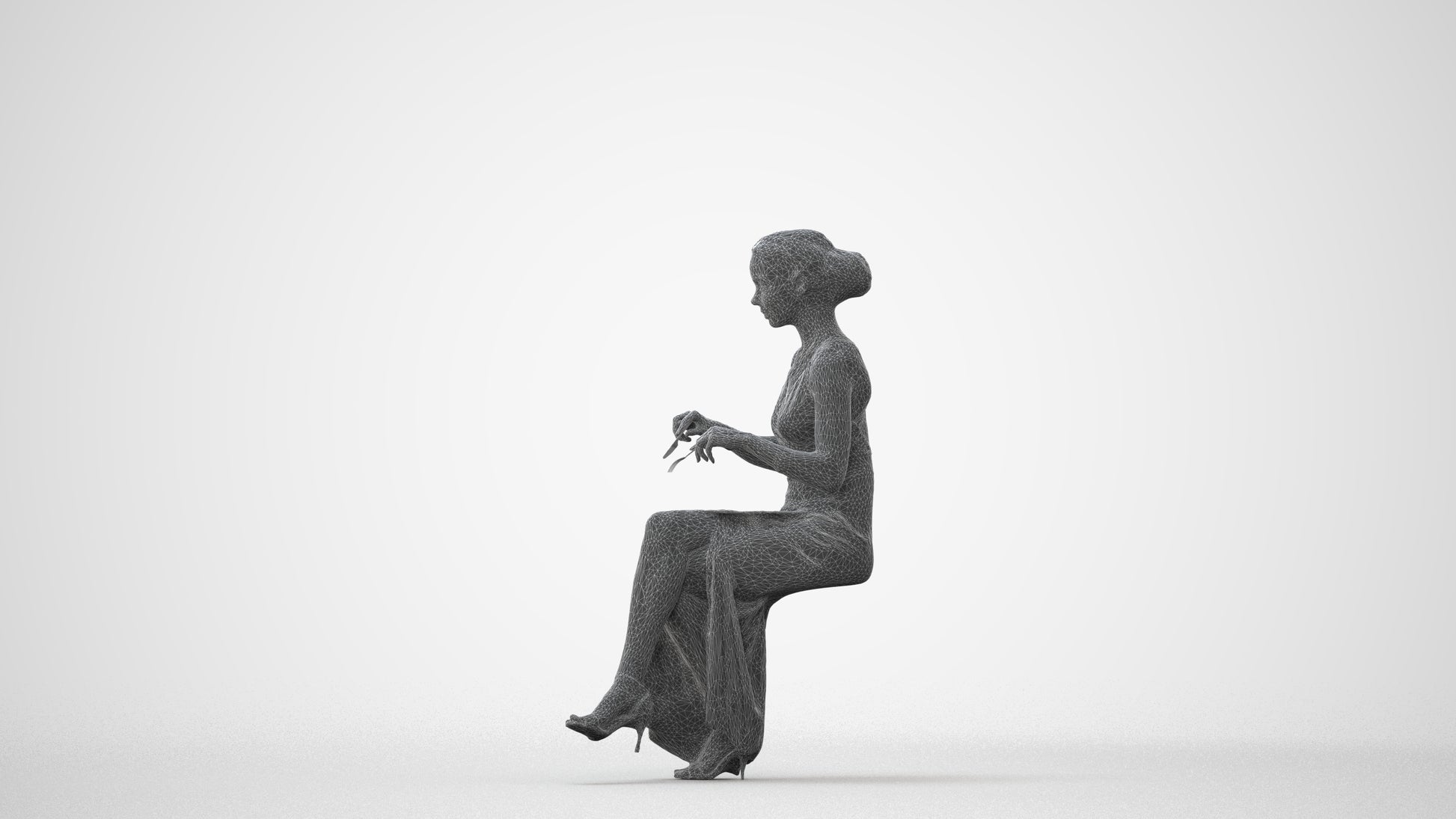 3D human model woman formal formalaffairs, photogrammetry scanned person for archviz, square thumbnail