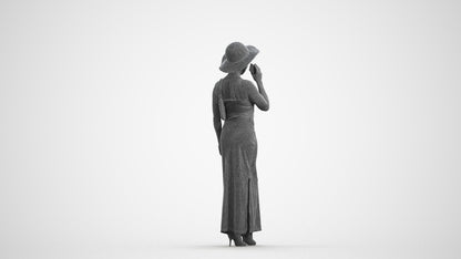 3D human model woman casual standing, photogrammetry scanned person for archviz, wireframe front view