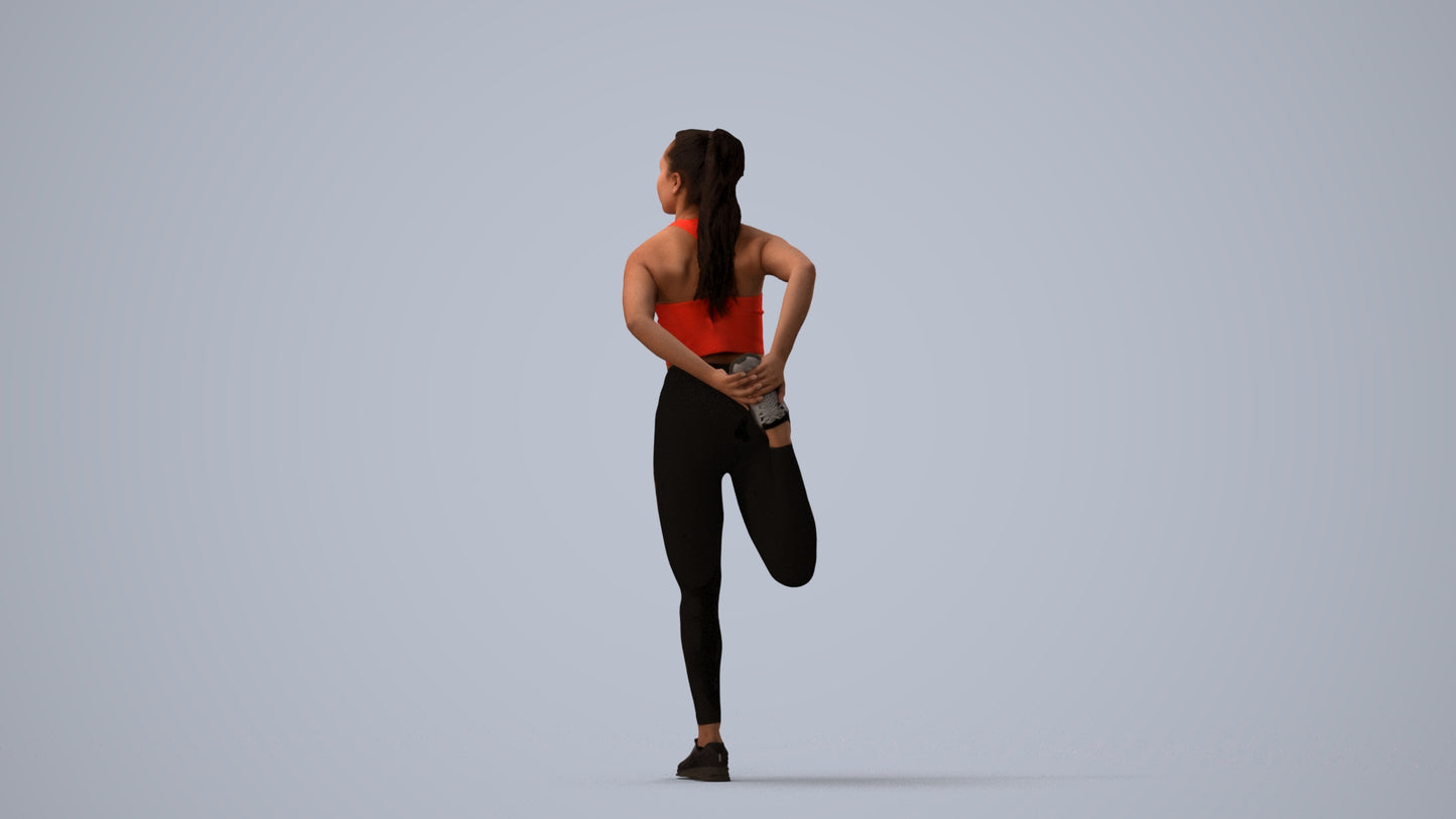 realistic 3D woman sport, scanned archviz people for Blender and 3ds Max, three-quarter view render