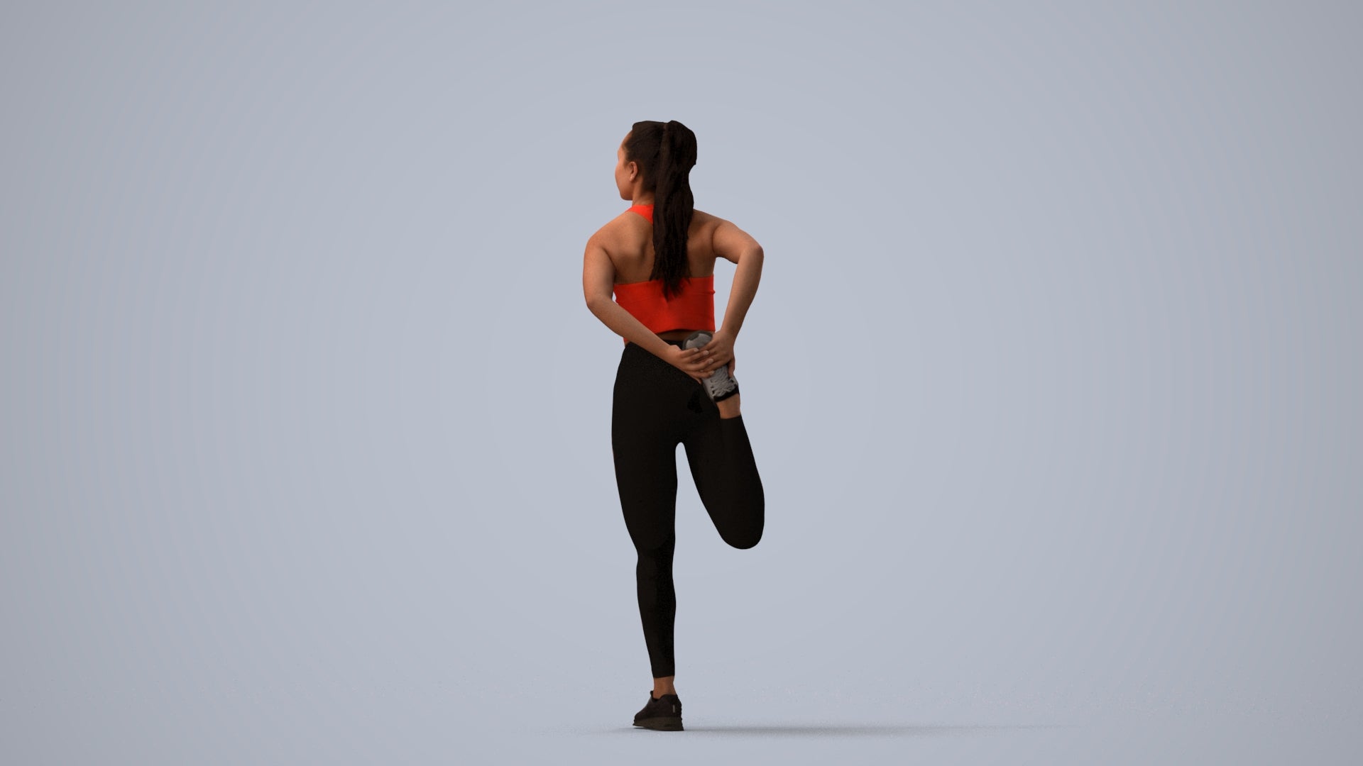 realistic 3D woman sport, scanned archviz people for Blender and 3ds Max, three-quarter view render