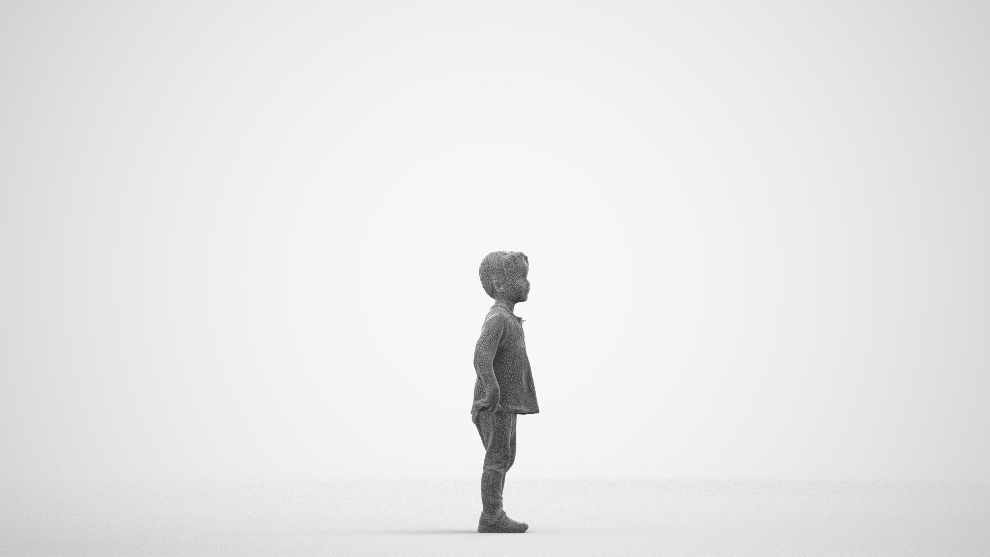 scanned 3D boy casual kids, photogrammetry people for Enscape and V-Ray, wireframe side view