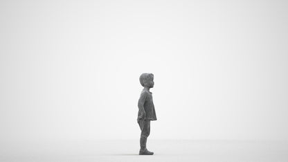scanned 3D boy casual kids, photogrammetry people for Enscape and V-Ray, wireframe side view