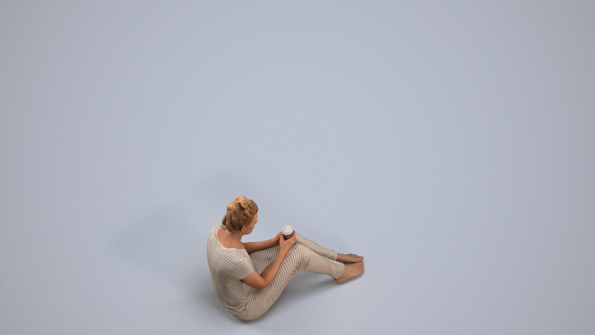 scanned 3D woman mix, photogrammetry people for Enscape and V-Ray, back view render
