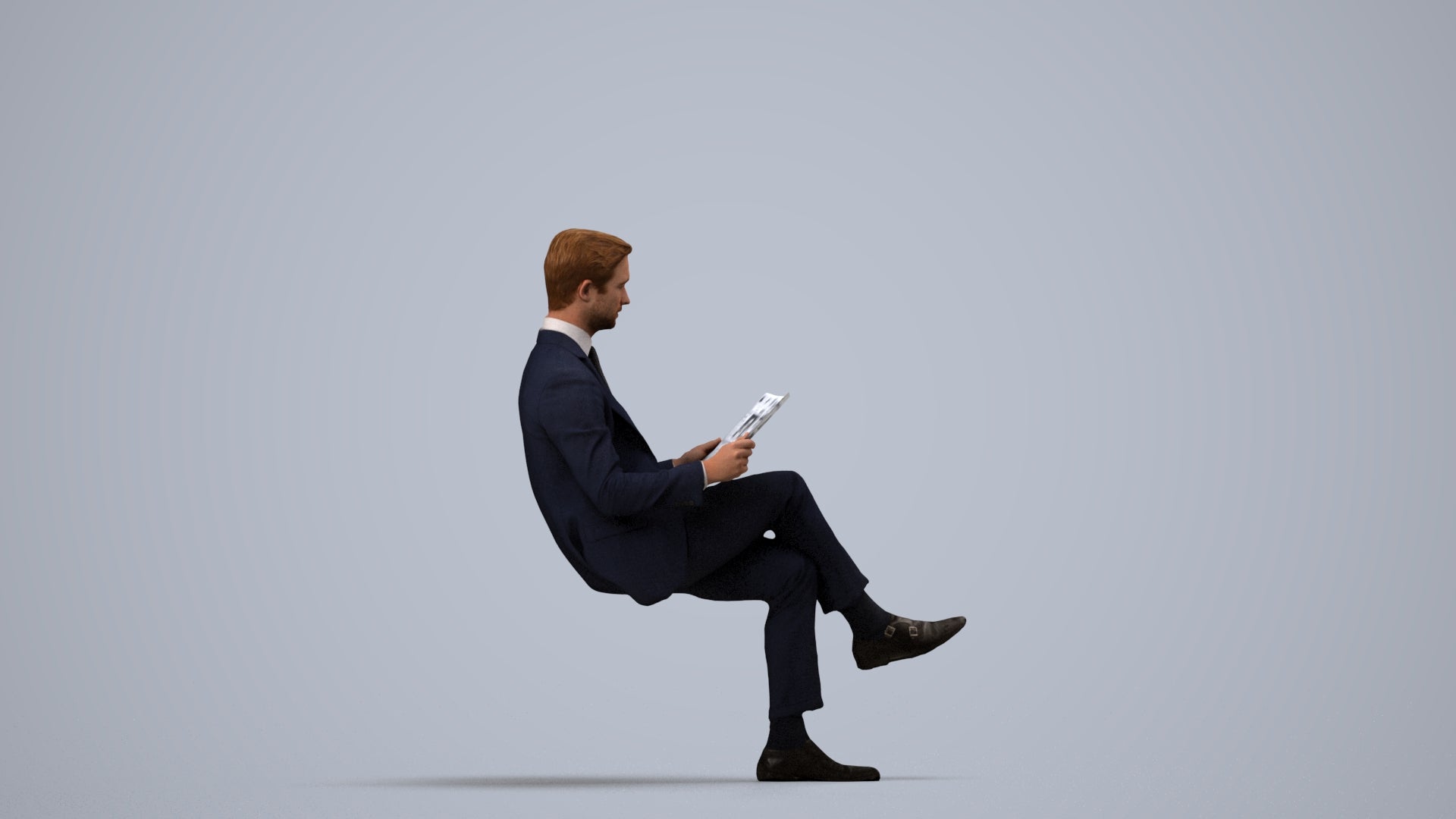 realistic 3D man business, scanned archviz people for Blender and 3ds Max, side view render