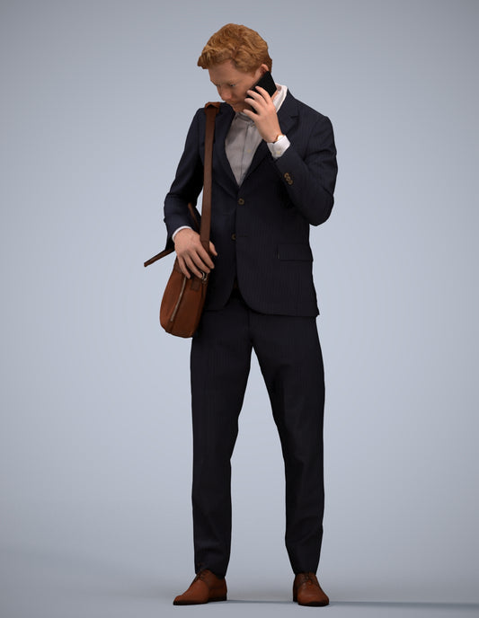 3D human model man business, photogrammetry scanned person for archviz