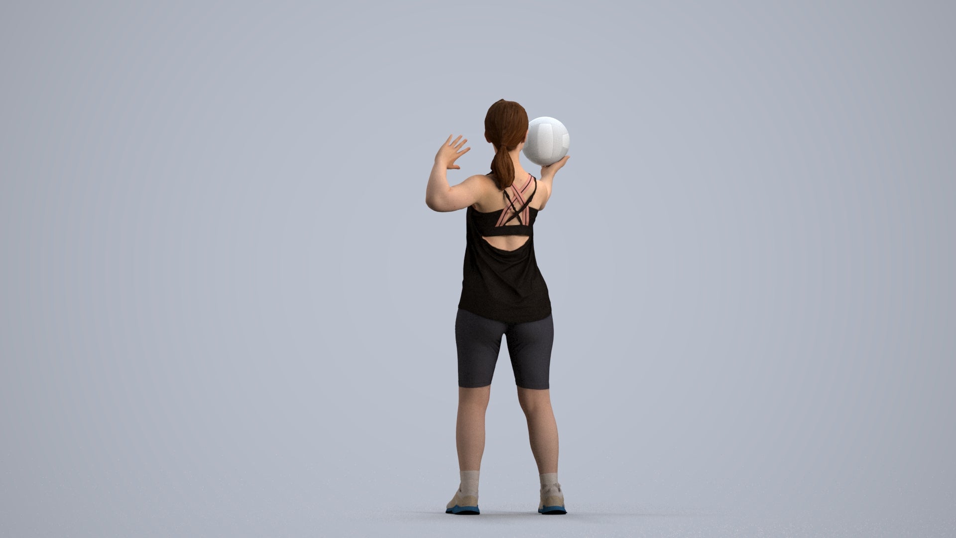 photogrammetry 3D girl sport, realistic human model archviz FBX, front view render