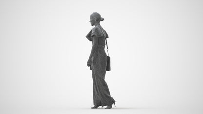 3D scanned woman walking business, photorealistic archviz people for Enscape and SketchUp, square thumbnail