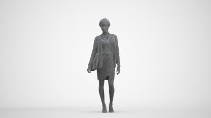 realistic 3D people woman casual walking, render-ready for V-Ray and Corona, FBX OBJ, three-quarter front view render