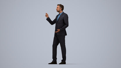 realistic 3D human man business, archviz people FBX OBJ for Blender, top-down view render