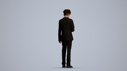 3D human model boy kids, photogrammetry scanned person for archviz, front view render
