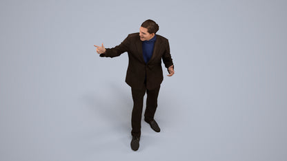 realistic 3D human man business, archviz people FBX OBJ for Blender, back view render