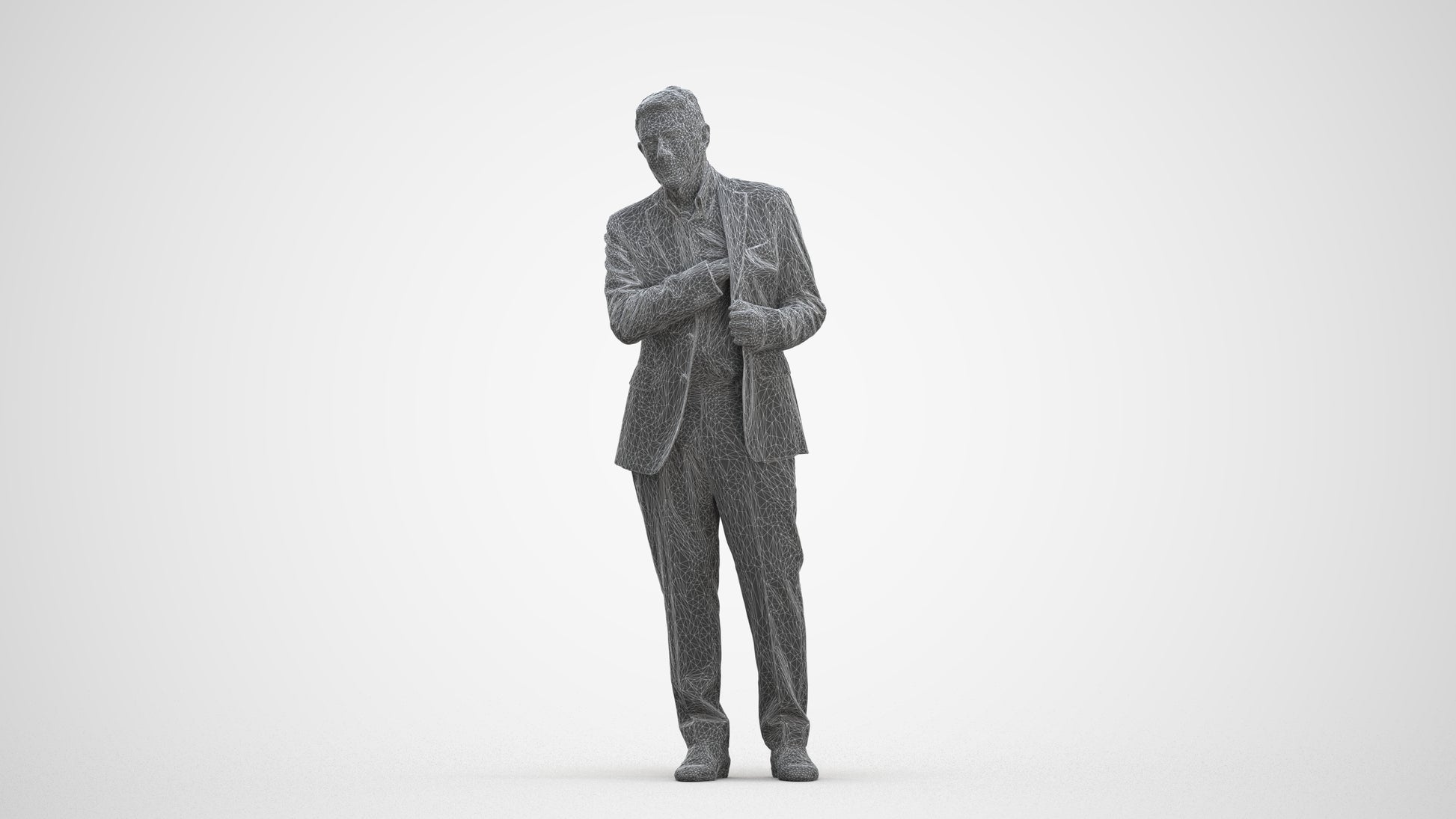 3D people model senior man business, scanned human for 3ds Max rendering, three-quarter front view render