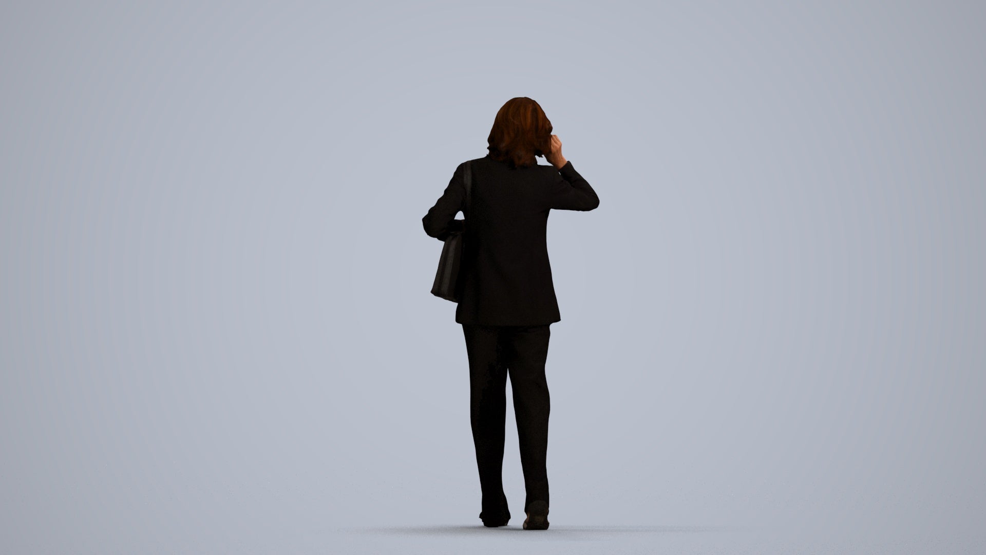 scanned 3D senior woman business walking, photogrammetry people for Enscape and V-Ray, front view render