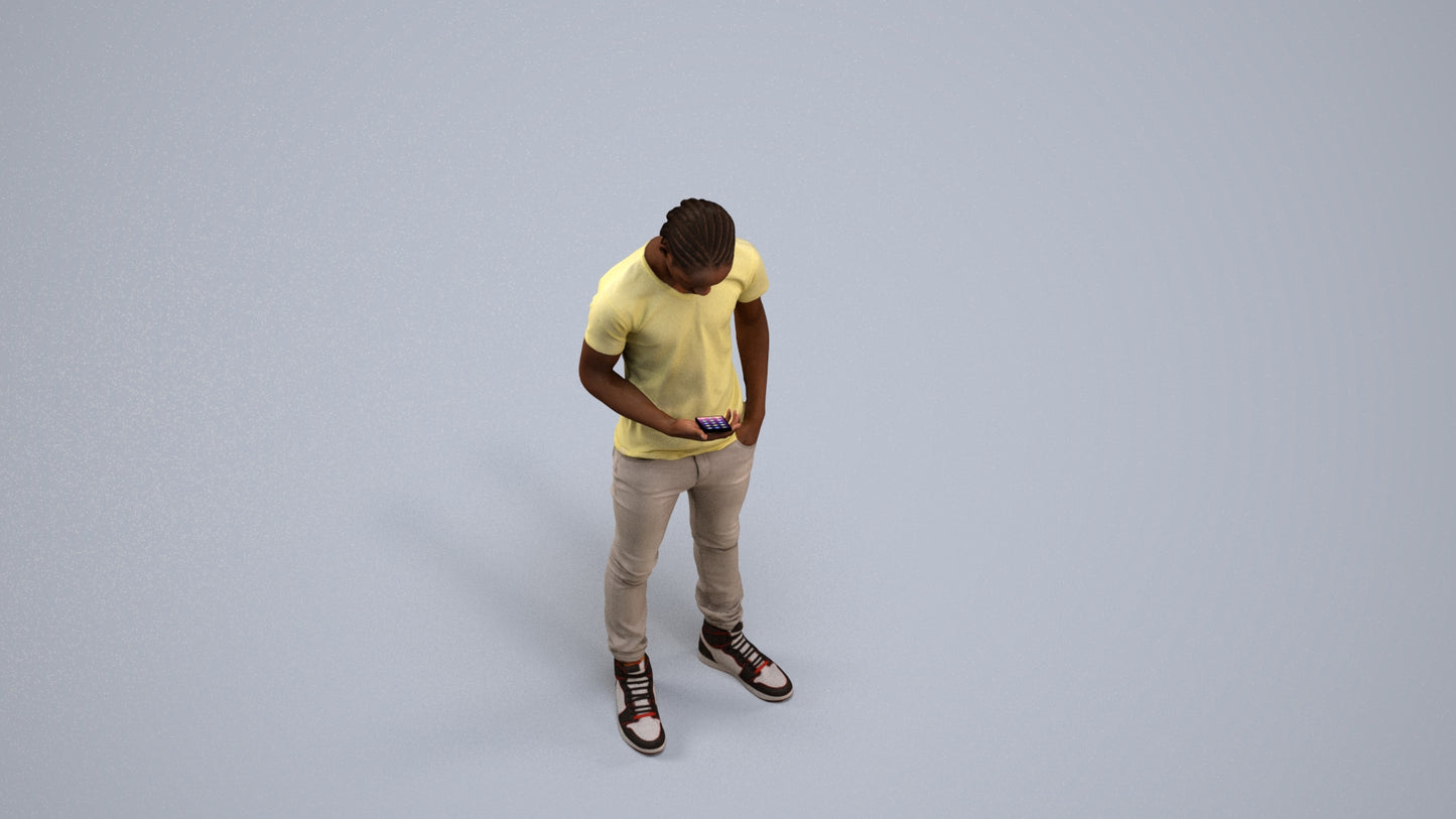 3D people model boy casual kids, scanned human for 3ds Max rendering, back view render
