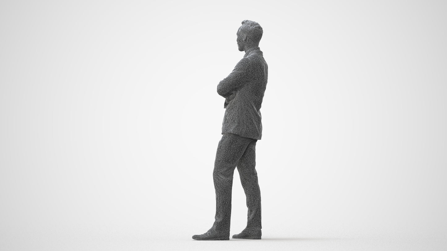 realistic 3D human man formal business, archviz people FBX OBJ for Blender, square thumbnail