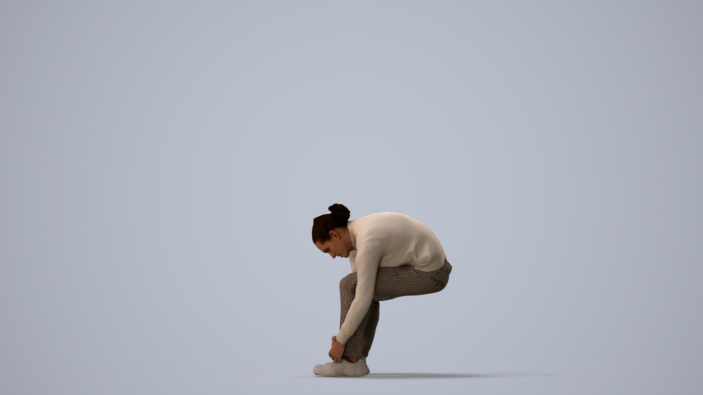 3D scanned man sitting casual, photorealistic archviz people for Enscape and SketchUp, three-quarter view render