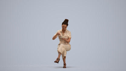 photogrammetry 3D woman formal sitting, realistic human model archviz FBX, standing pose render