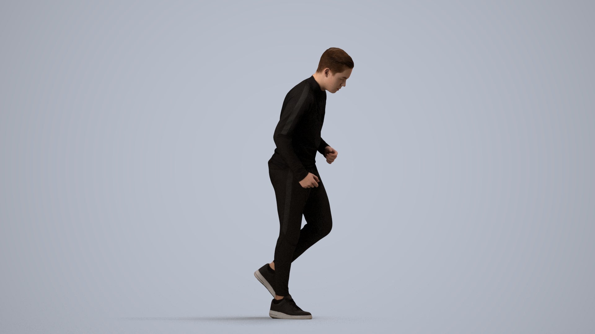 3D scanned boy sport casual, photorealistic archviz people for Enscape and SketchUp, side view render