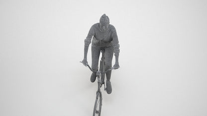 scanned 3D woman casual cycling, photogrammetry people for Enscape and V-Ray, wireframe three-quarter view