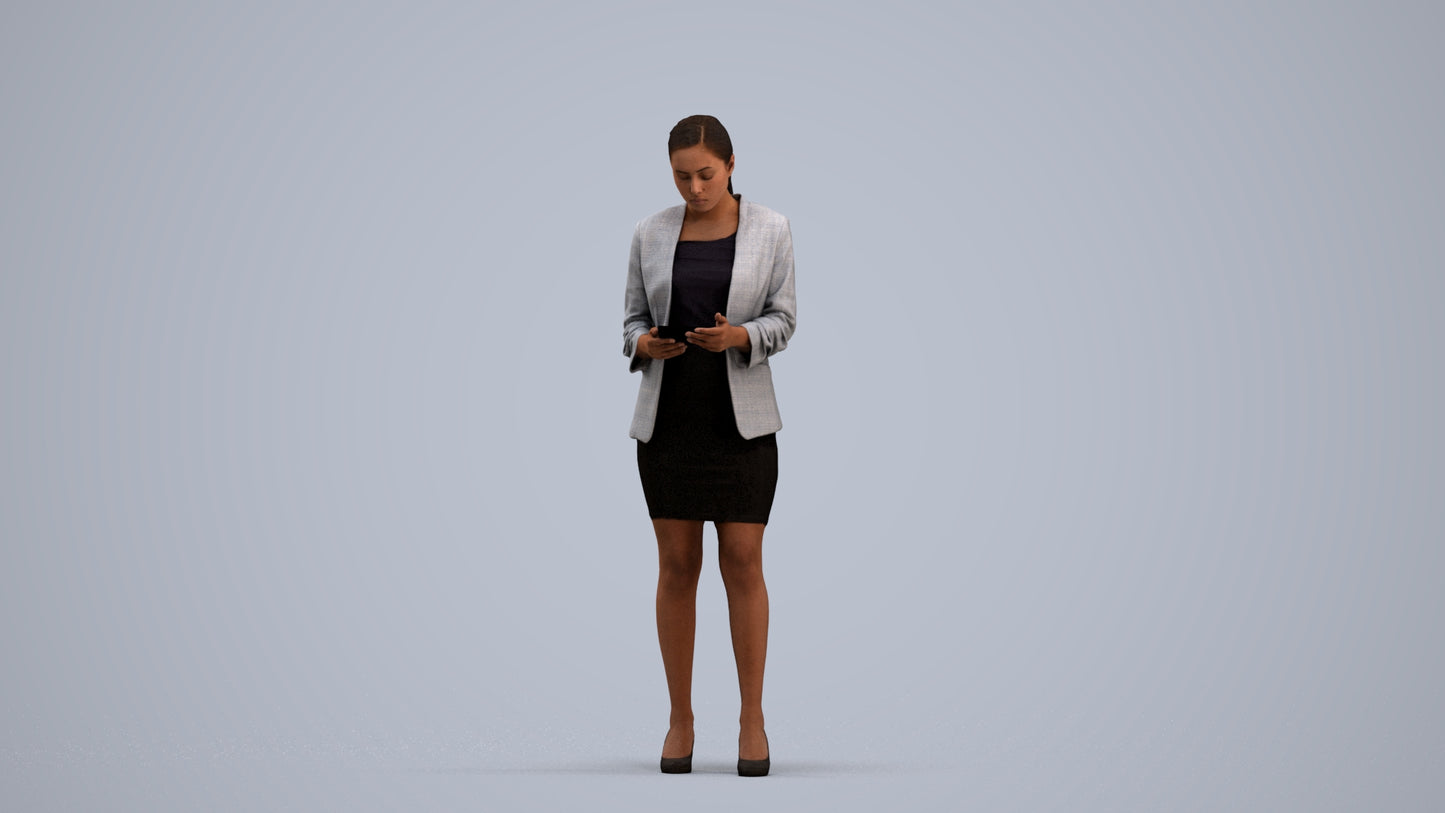 3D people model woman business, scanned human for 3ds Max rendering, standing pose render