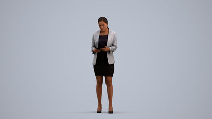 3D people model woman business, scanned human for 3ds Max rendering, standing pose render