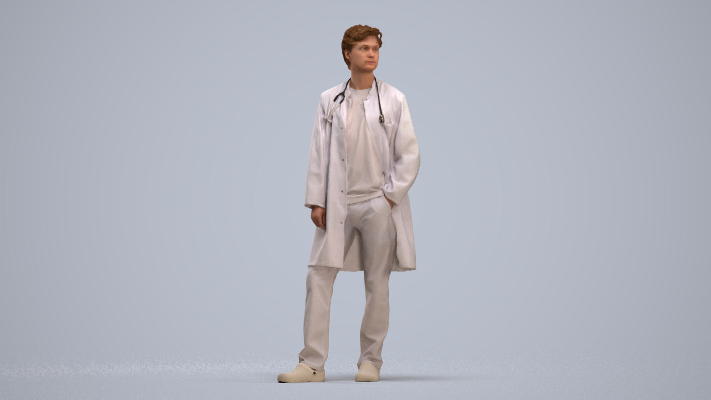 scanned 3D man standing, photogrammetry people for Enscape and V-Ray, standing pose render