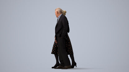realistic 3D people senior woman formal couple, render-ready for V-Ray and Corona, FBX OBJ, three-quarter view render
