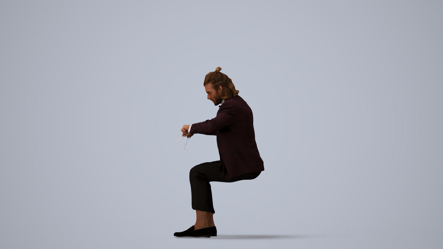 3D scanned man formalaffairs casual, photorealistic archviz people for Enscape and SketchUp, three-quarter view render