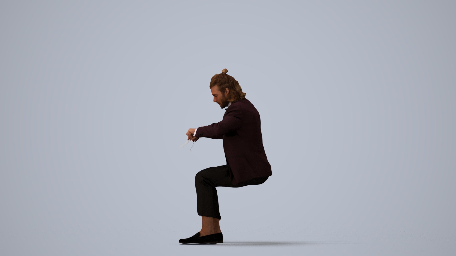 3D scanned man formalaffairs casual, photorealistic archviz people for Enscape and SketchUp, three-quarter view render