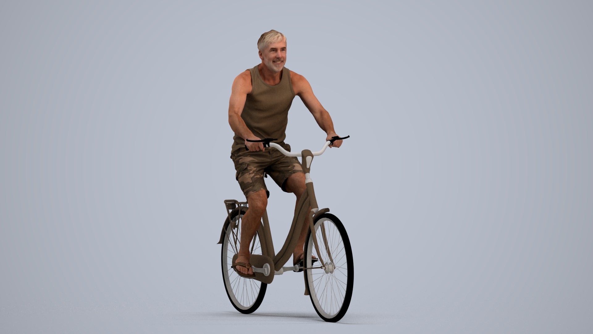 scanned 3D man casual cycling, photogrammetry people for Enscape and V-Ray, standing pose render