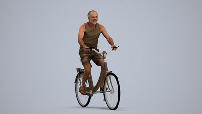 scanned 3D man casual cycling, photogrammetry people for Enscape and V-Ray, standing pose render