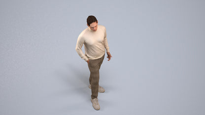 3D scanned man standing casual, photorealistic archviz people for Enscape and SketchUp, back view render