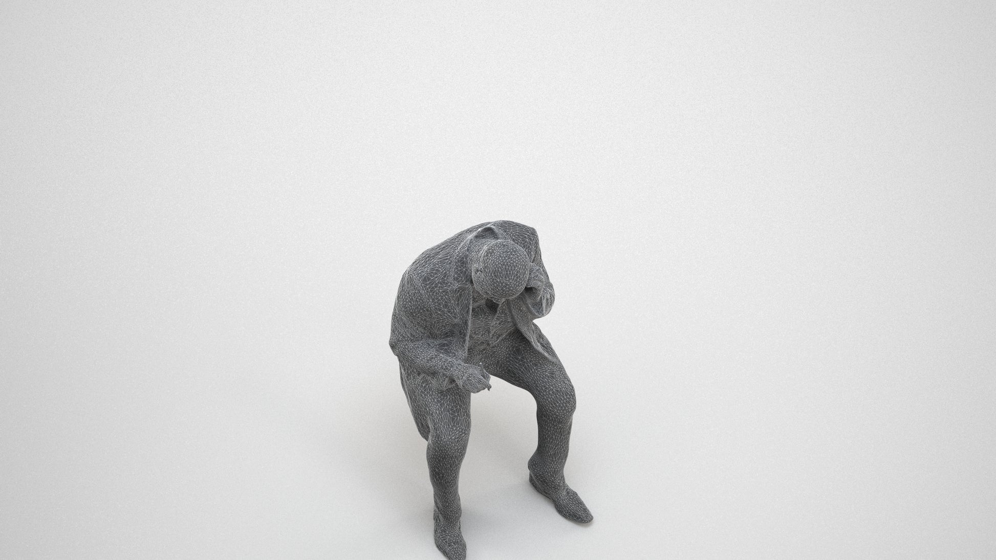 realistic 3D human man business, archviz people FBX OBJ for Blender, wireframe three-quarter view