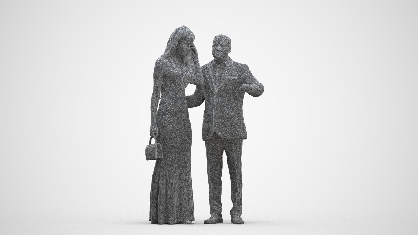 3D people model man formal couple, scanned human for 3ds Max rendering, three-quarter front view render