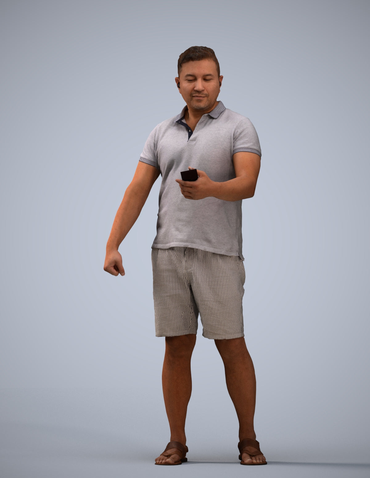 realistic 3D man casual standing, scanned archviz people for Blender and 3ds Max