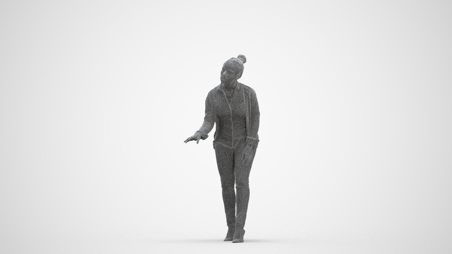 3D people model woman business standing, scanned human for 3ds Max rendering, three-quarter front view render