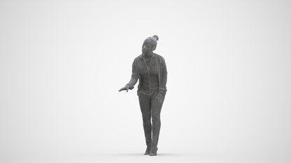 3D people model woman business standing, scanned human for 3ds Max rendering, three-quarter front view render