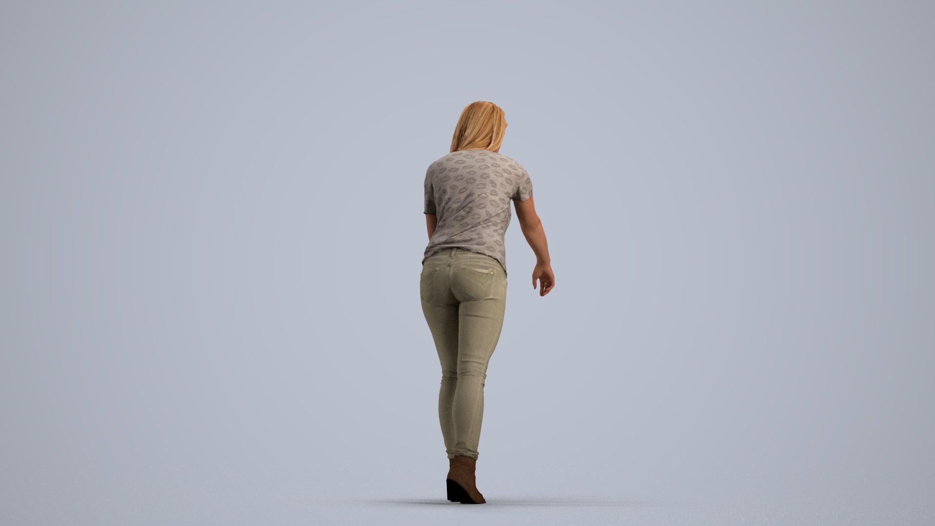 scanned 3D woman casual standing, photogrammetry people for Enscape and V-Ray, front view render