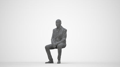 3D scanned senior man business, photorealistic archviz people for Enscape and SketchUp, wireframe back view
