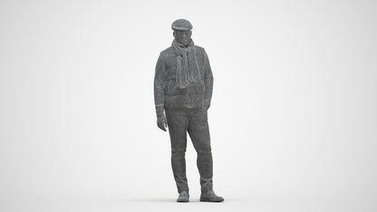 3D scanned man standing casual, photorealistic archviz people for Enscape and SketchUp, three-quarter front view render
